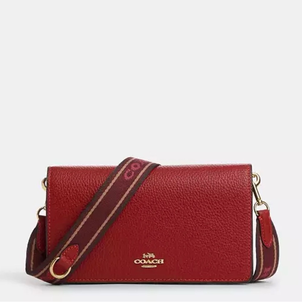 Coach Anna Foldover Clutch Crossbody Logo Strap Canvas & Leather CH310 NWOT